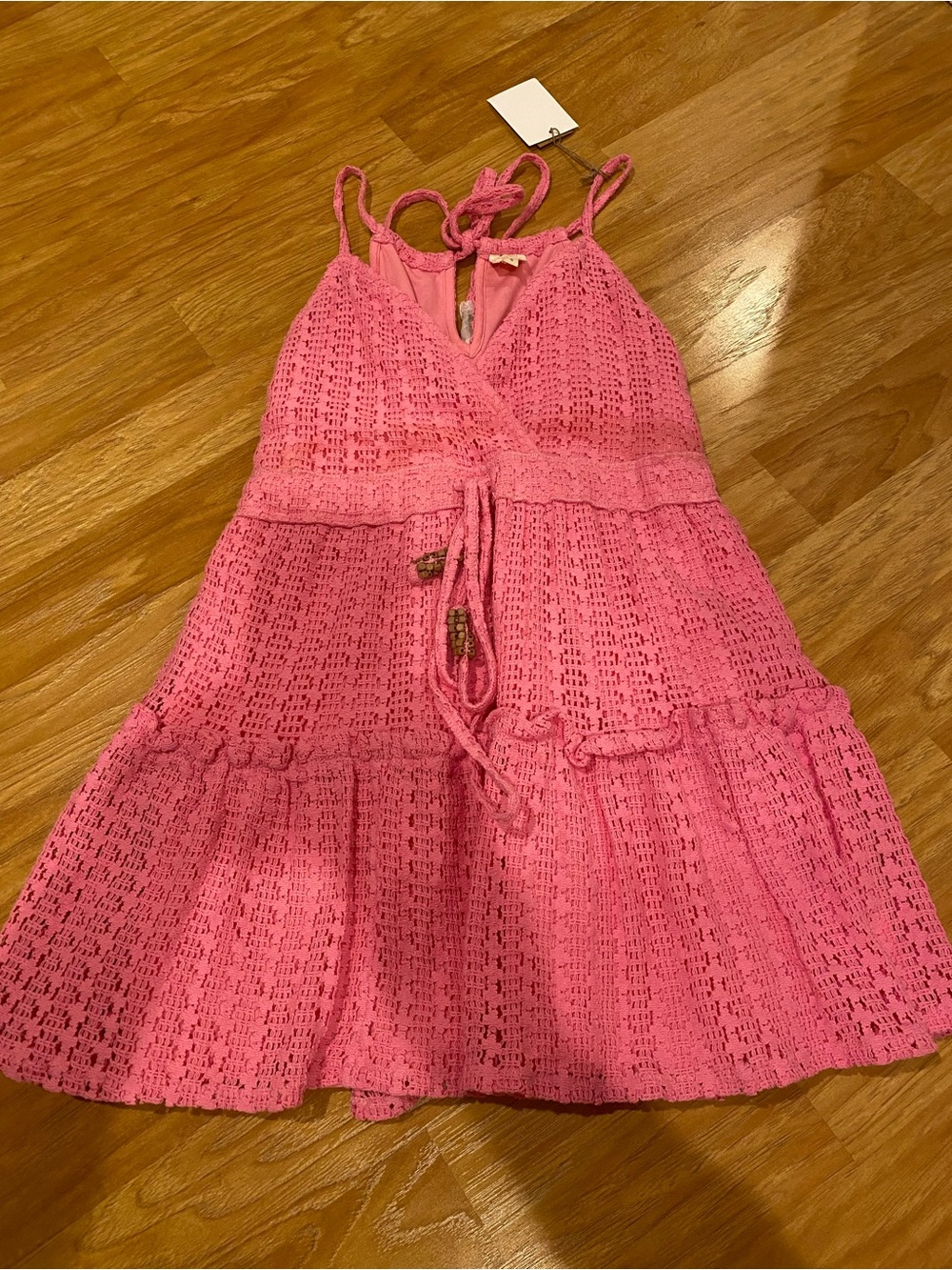 Surf Gypsy Hot Pink Crochet Tiered Sundress